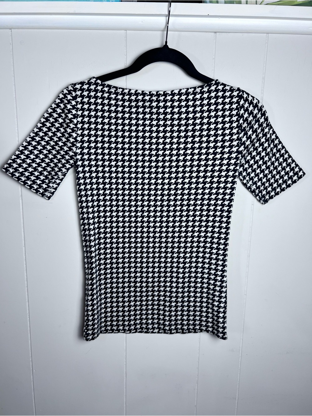 Lauren Ralph Lauren Black and White Houndstooth Short Sleeve Top Cotton size XS - Picture 5 of 11
